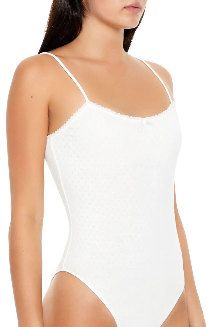 Pointelle Bow Cami Bodysuit - Image 3