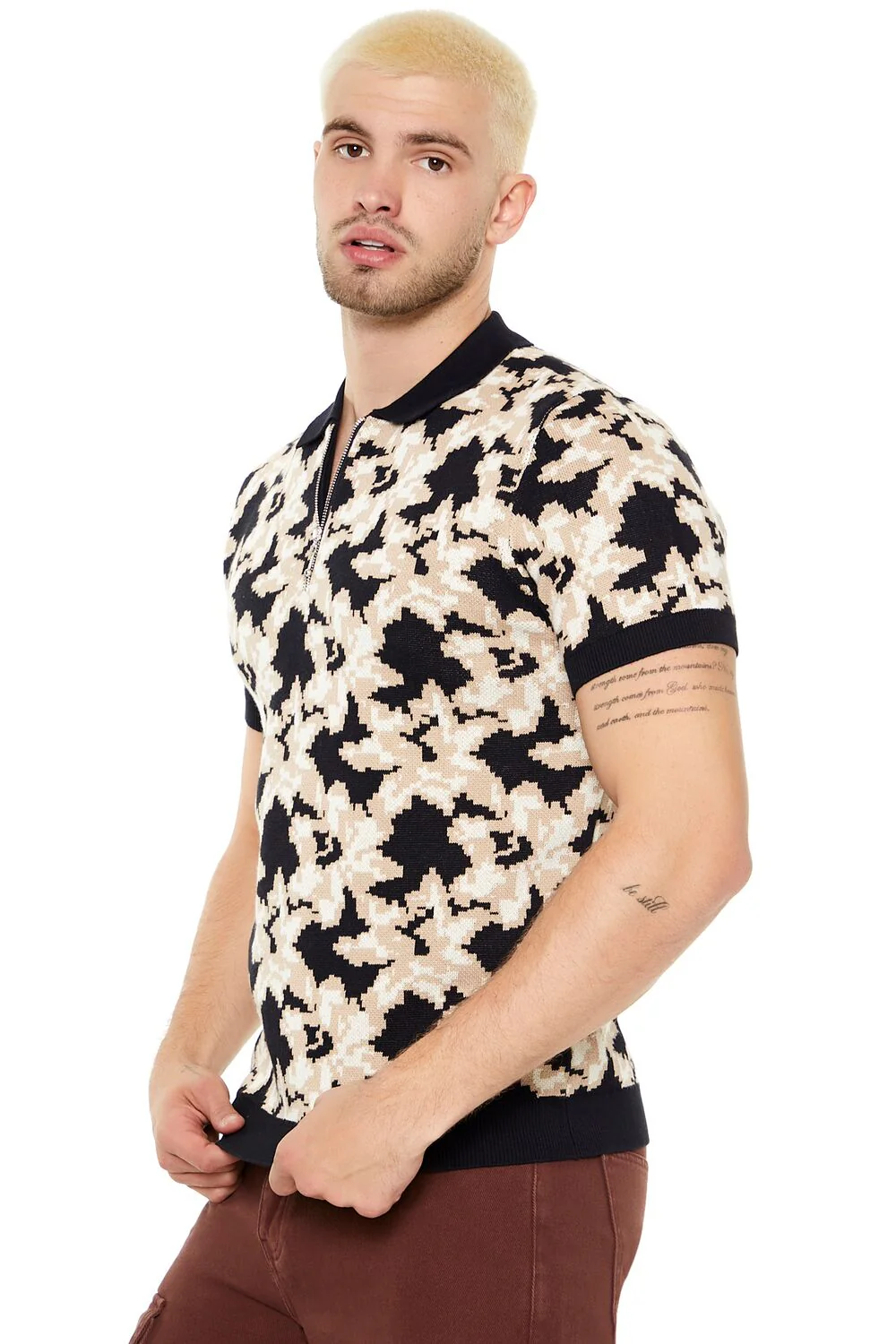 Sweater-Knit Floral Print Shirt - Image 2