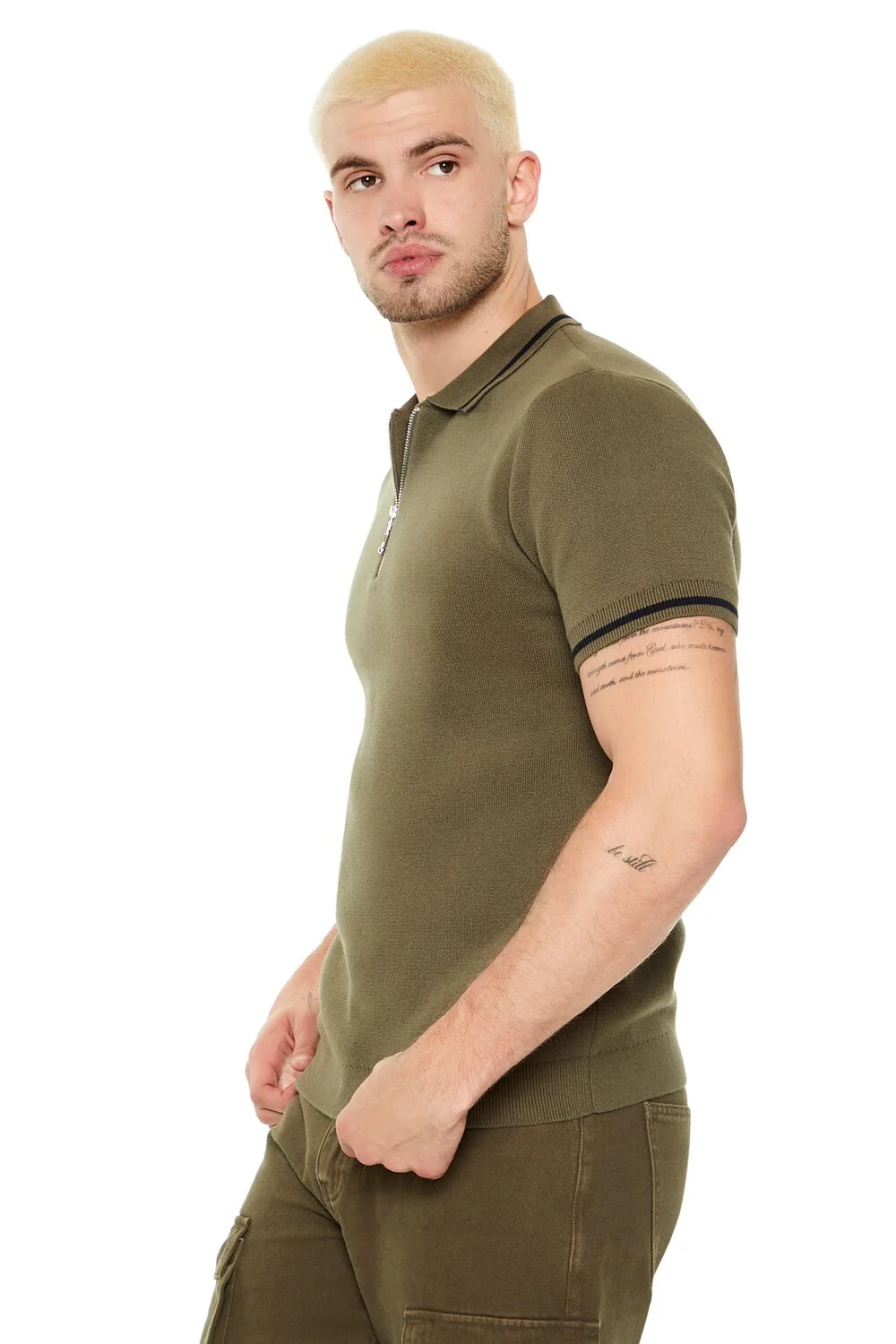 Sweater-Knit Zip-Up Shirt - Image 2
