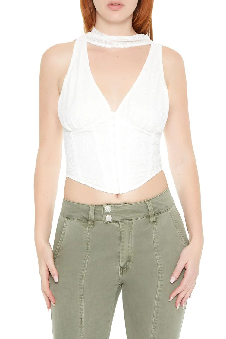 Lace Sash Corset Crop Top - Image 7