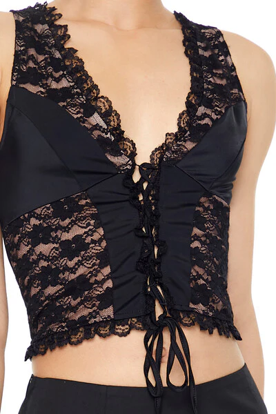 Plunging Lace Crop Top - Image 5