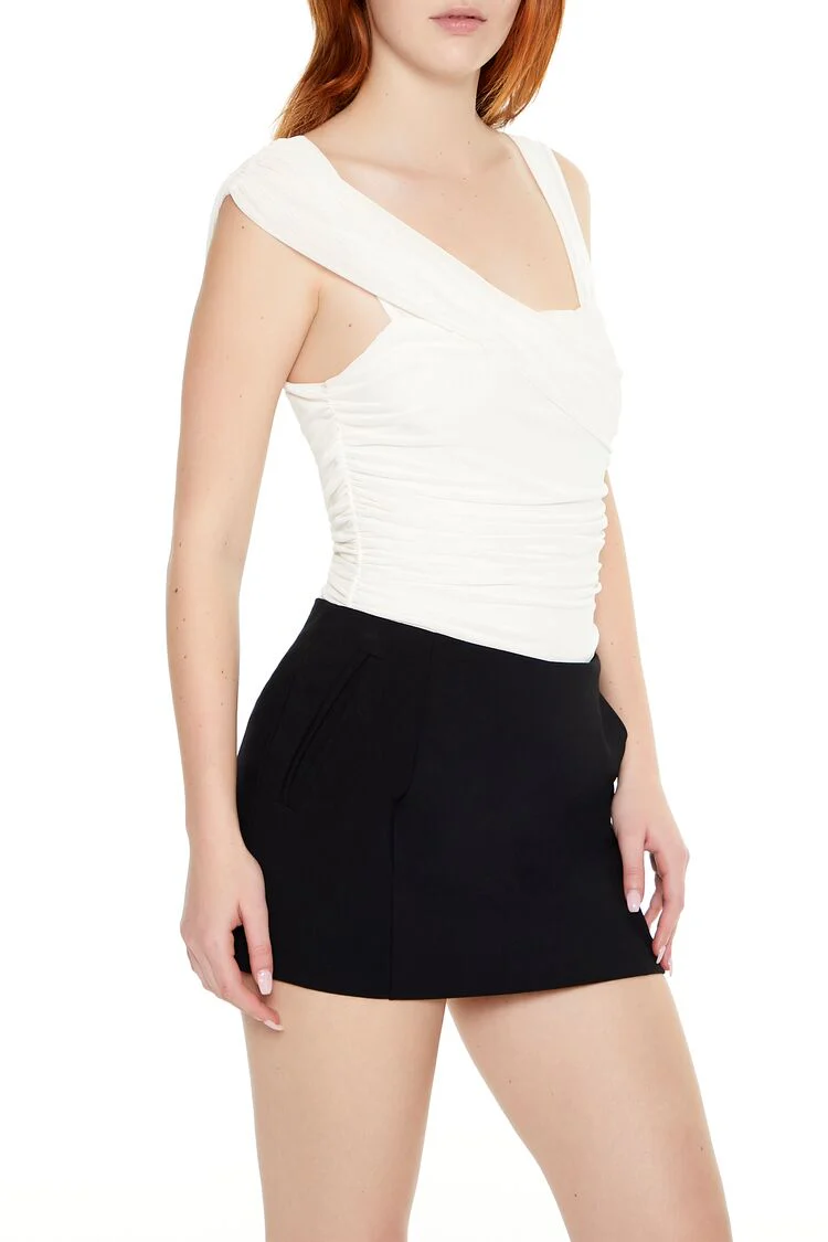 Asymmetrical Ruched Mesh Bodysuit - Image 7