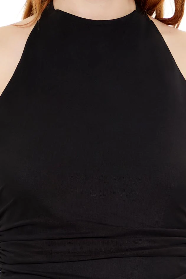 Mesh Ruched Halter Top - Image 5