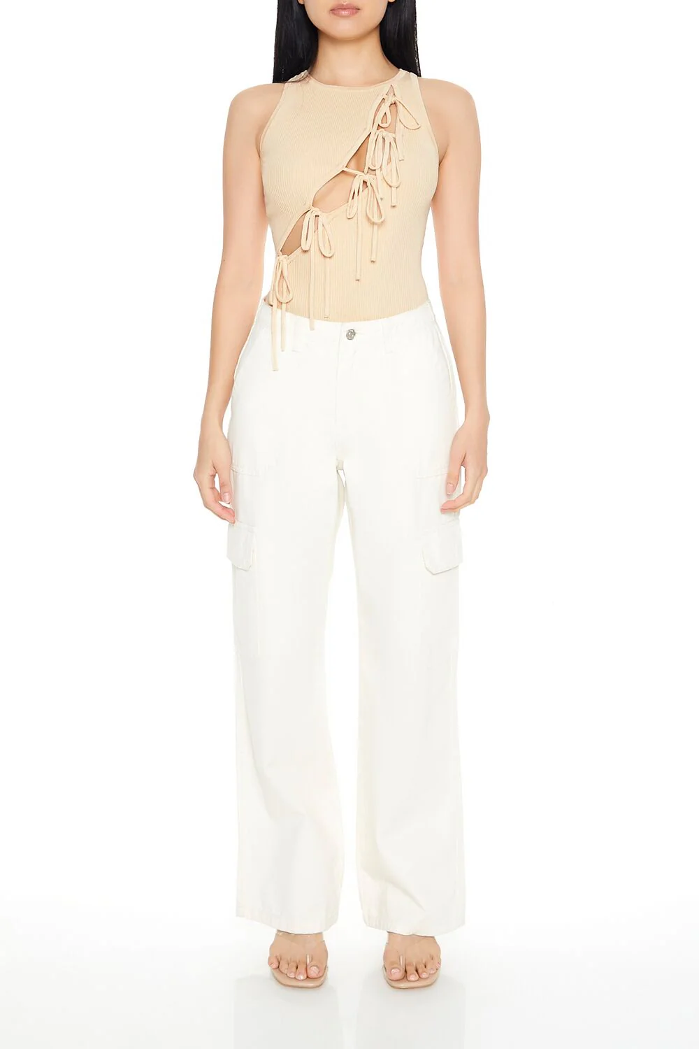 Sweater-Knit Cutout Bow Bodysuit - Image 4