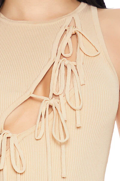 Sweater-Knit Cutout Bow Bodysuit - Image 6