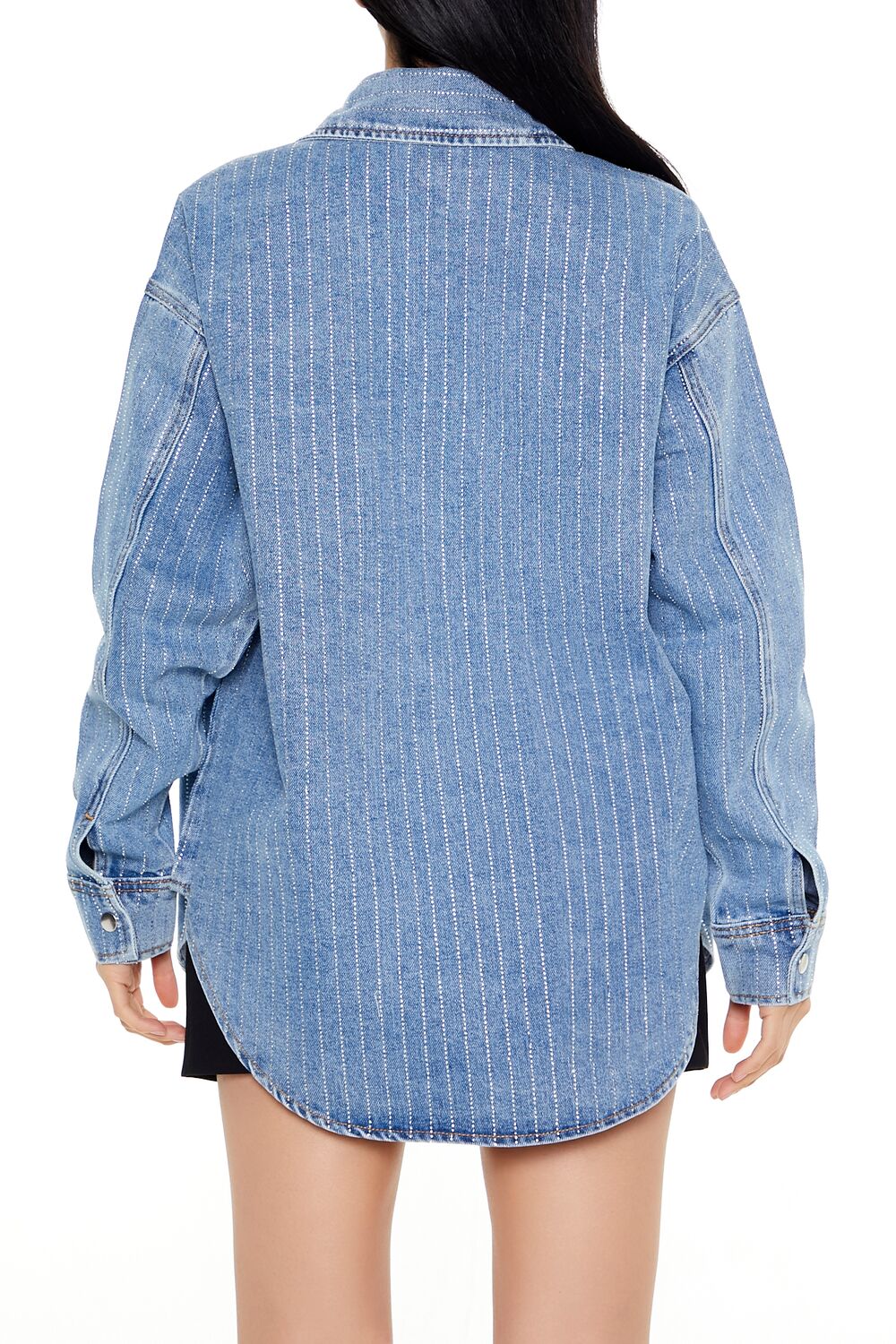 Sequin Striped Denim Shacket - Image 5