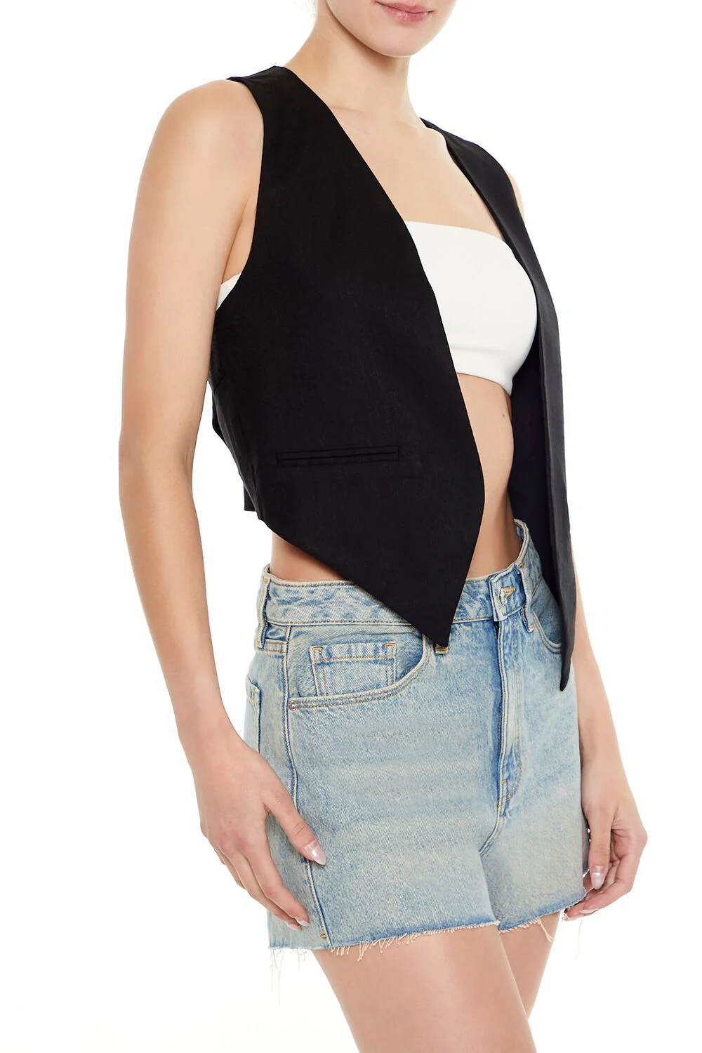 Open-Front Pointed-Hem Vest - Image 10