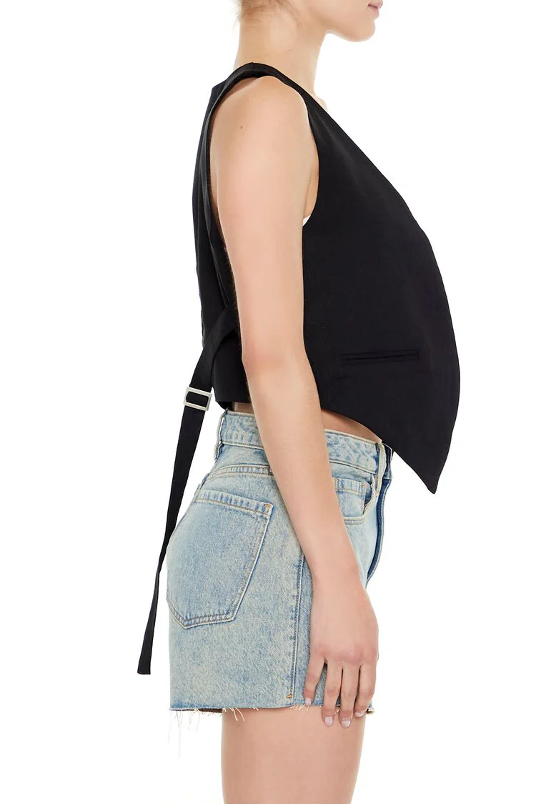Open-Front Pointed-Hem Vest - Image 11