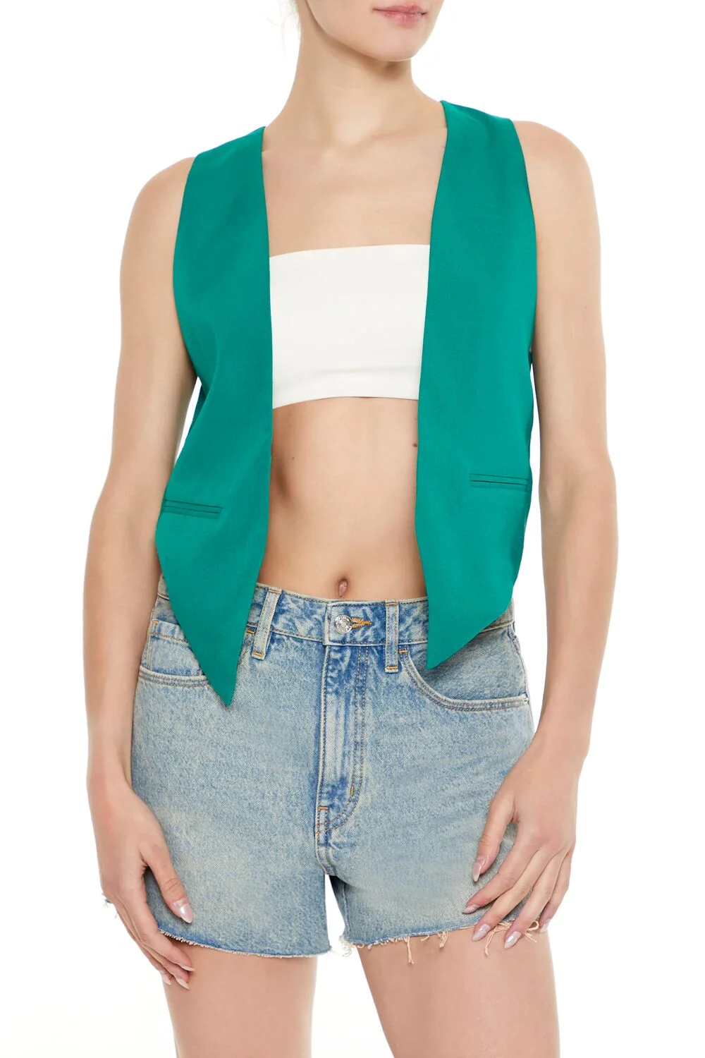 Open-Front Pointed-Hem Vest - Image 2