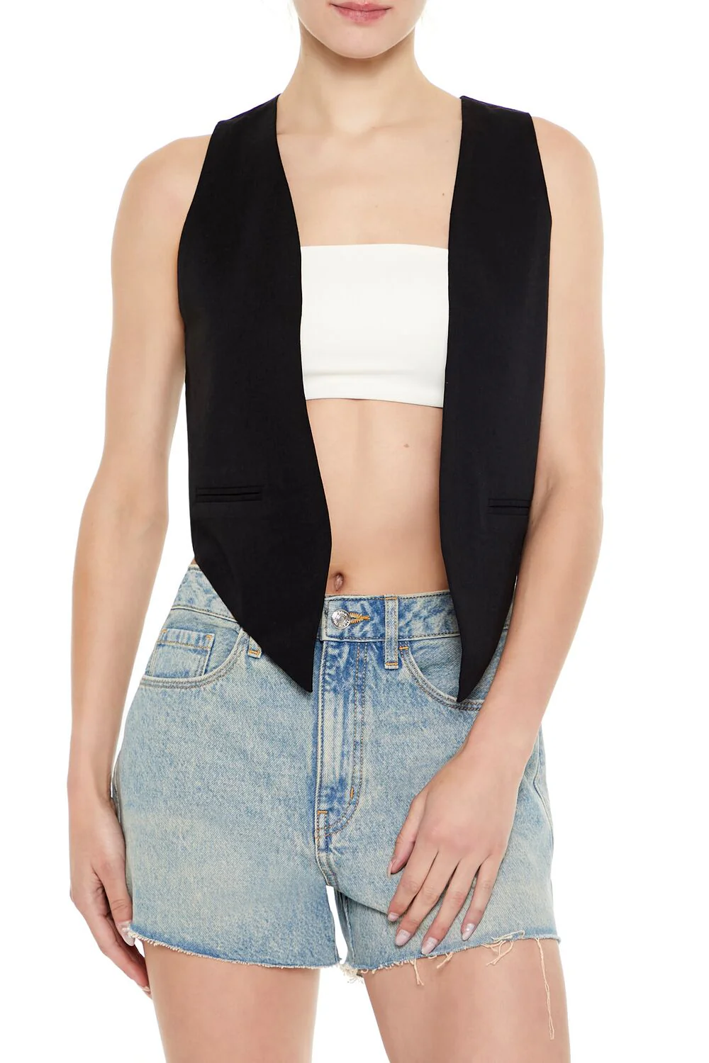 Open-Front Pointed-Hem Vest - Image 7