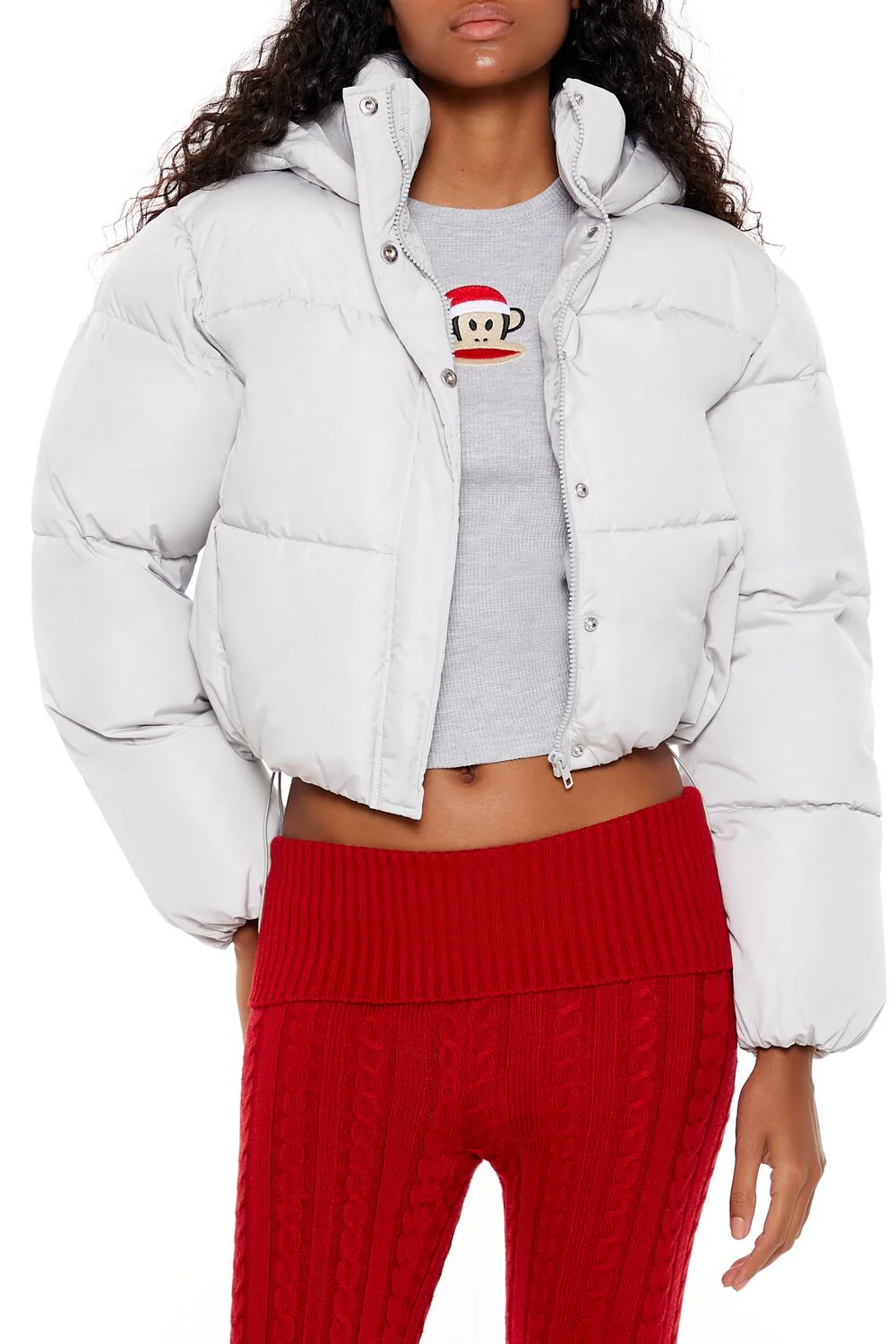 Hooded Cropped Puffer Jacket - Image 16