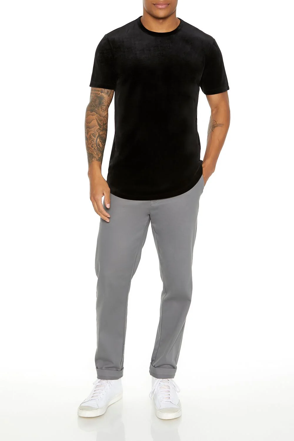Velour Curved-Hem Tee - Image 4