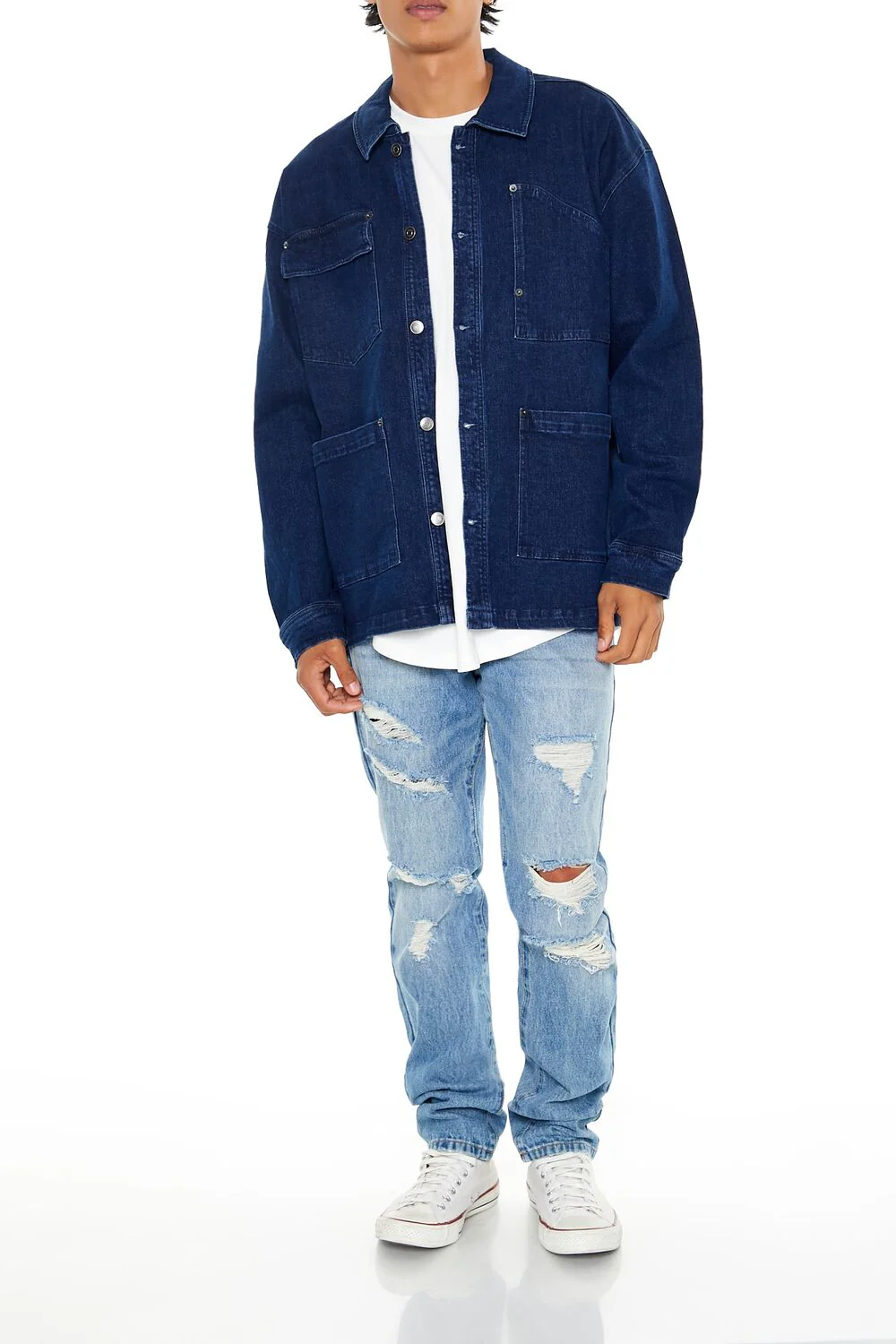 Denim Drop-Sleeve Shacket - Image 2