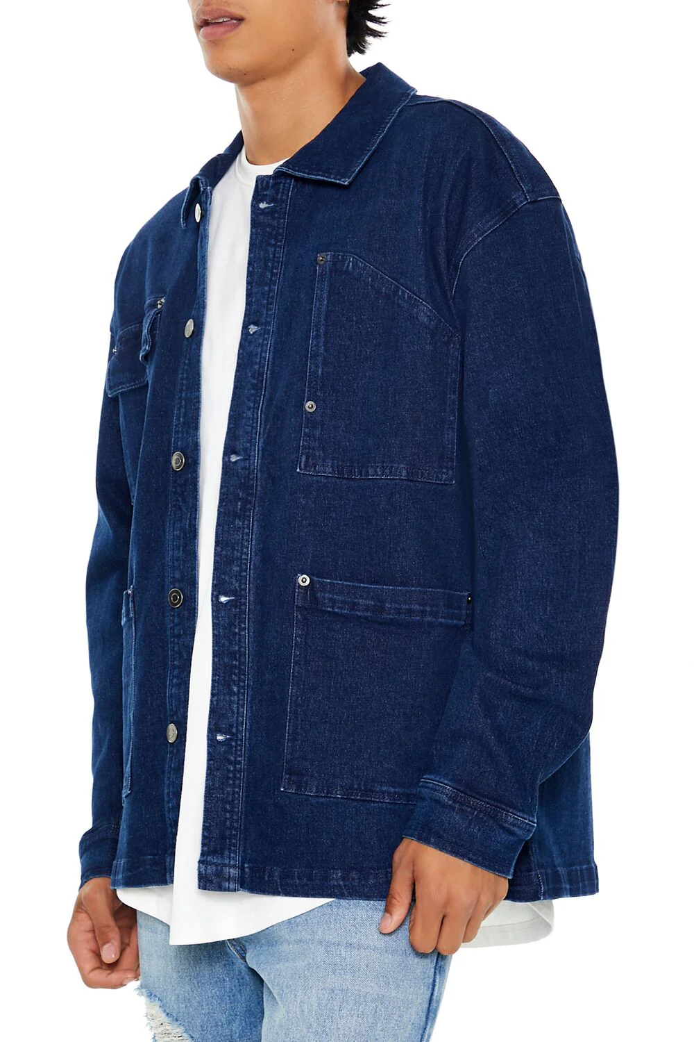 Denim Drop-Sleeve Shacket - Image 3