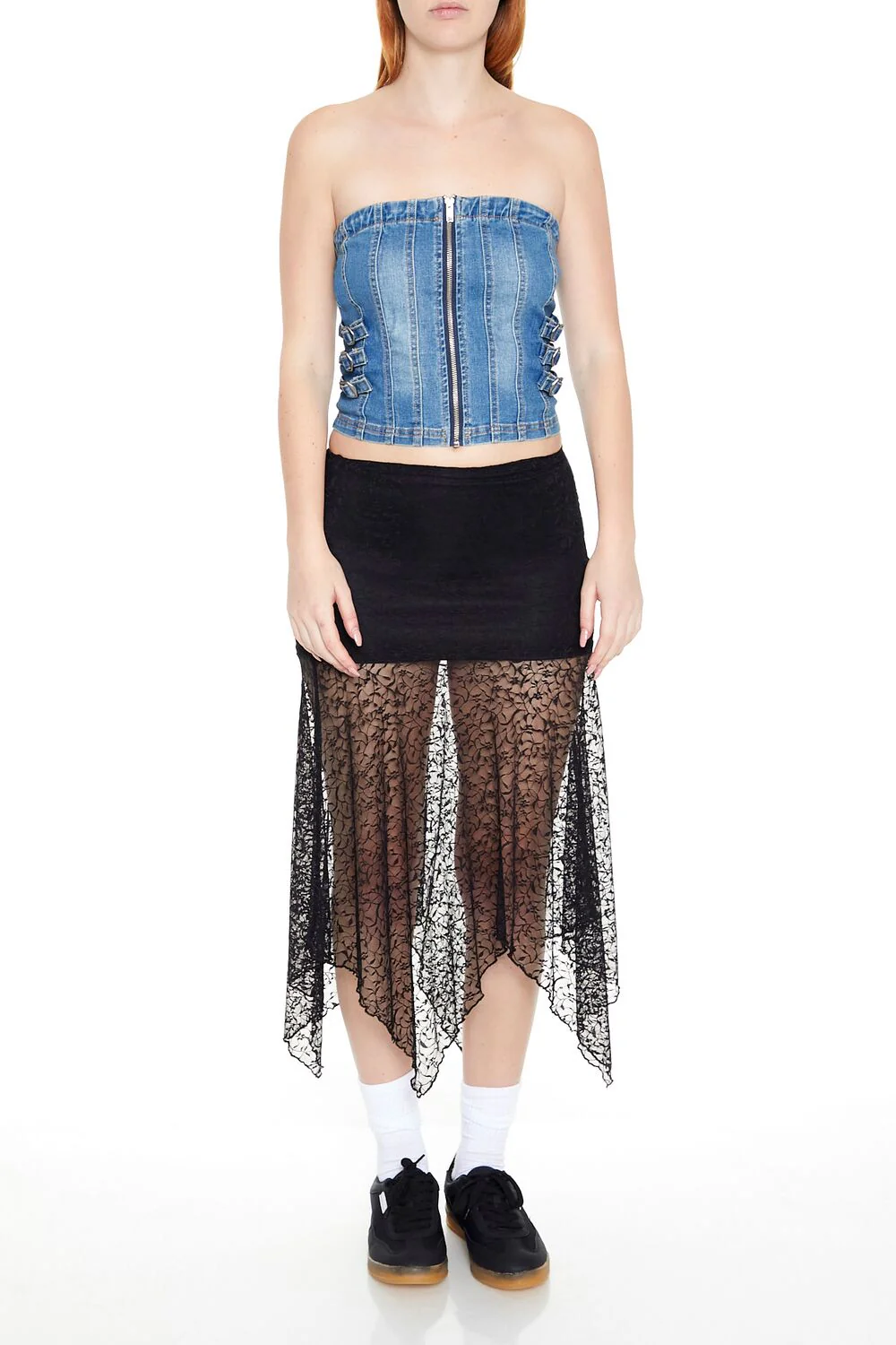 Denim Tube Crop Top - Image 2