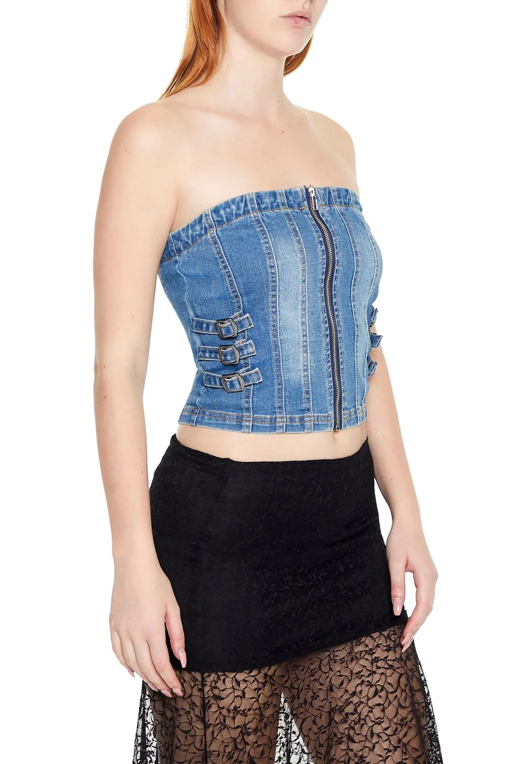 Denim Tube Crop Top - Image 4