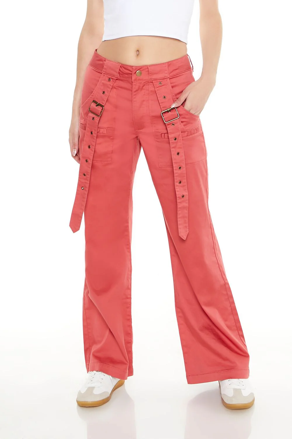 Buckled Twill Wide-Leg Pants - Image 6
