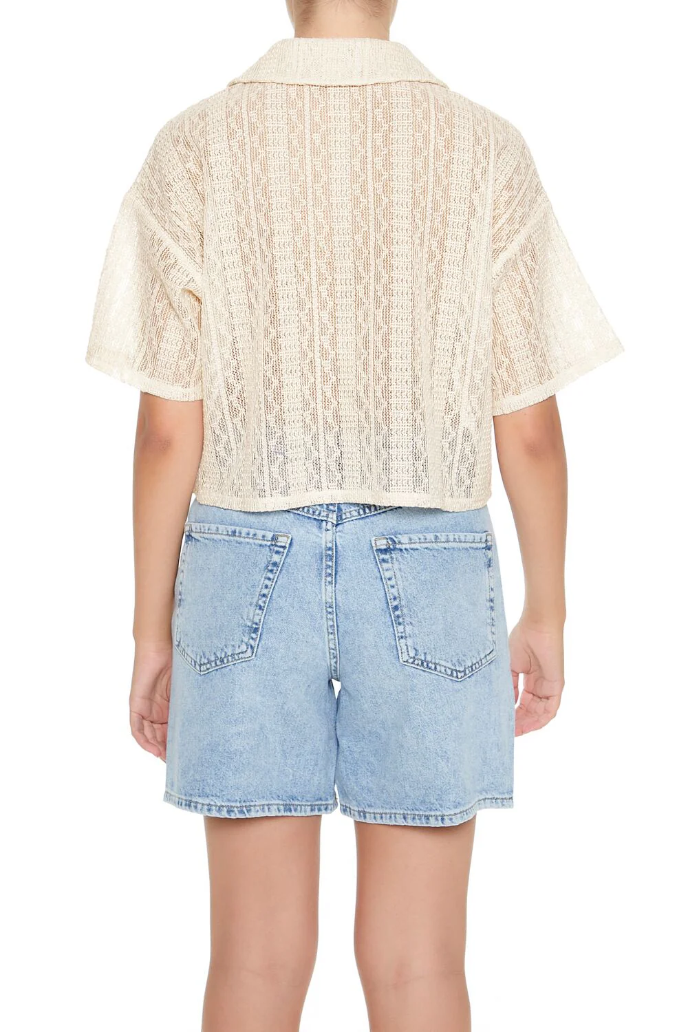 Sheer Split-Neck Jacquard Shirt - Image 3