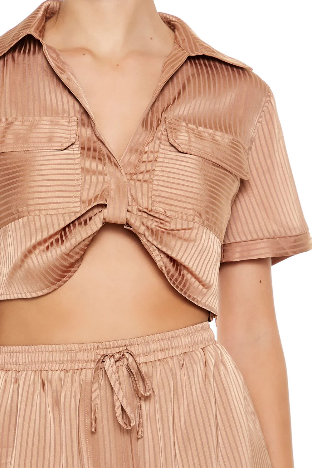 Satin Striped Crop Top - Image 3