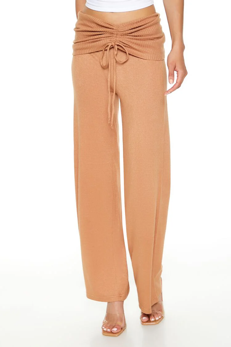 Ruched Drawstring Foldover Pants - Image 2