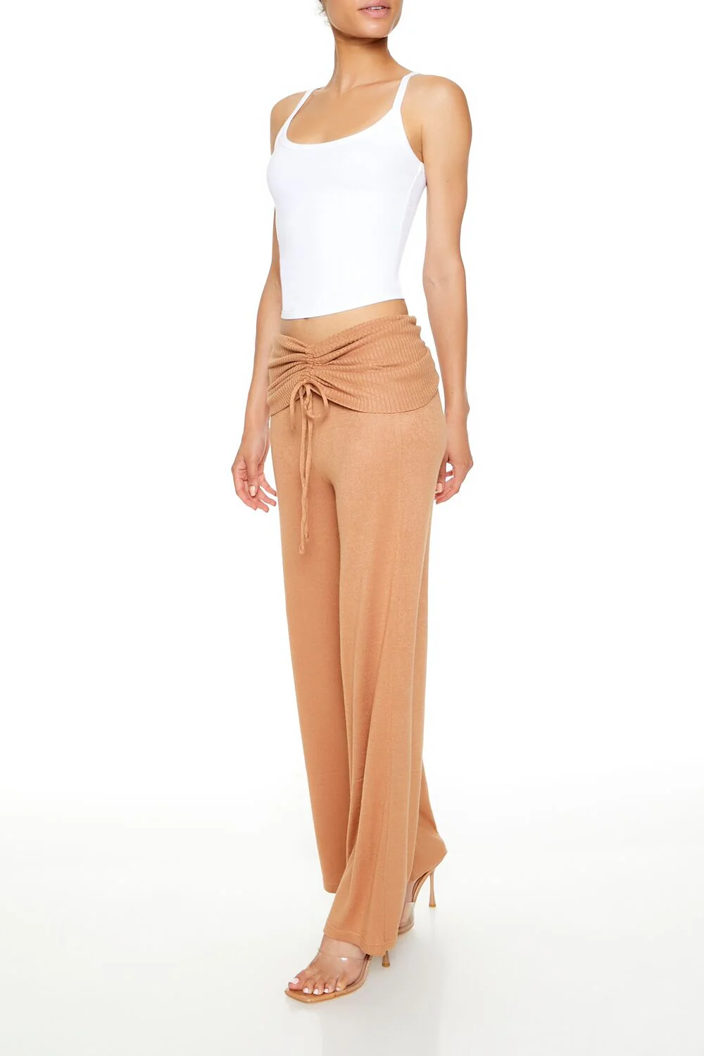 Ruched Drawstring Foldover Pants - Image 3