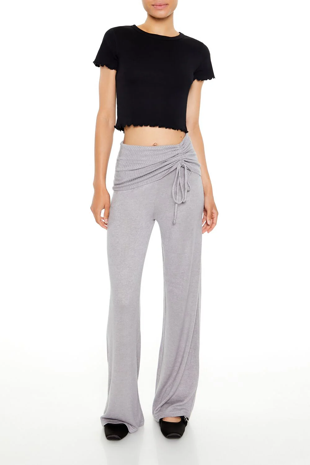 Ruched Drawstring Foldover Pants - Image 6