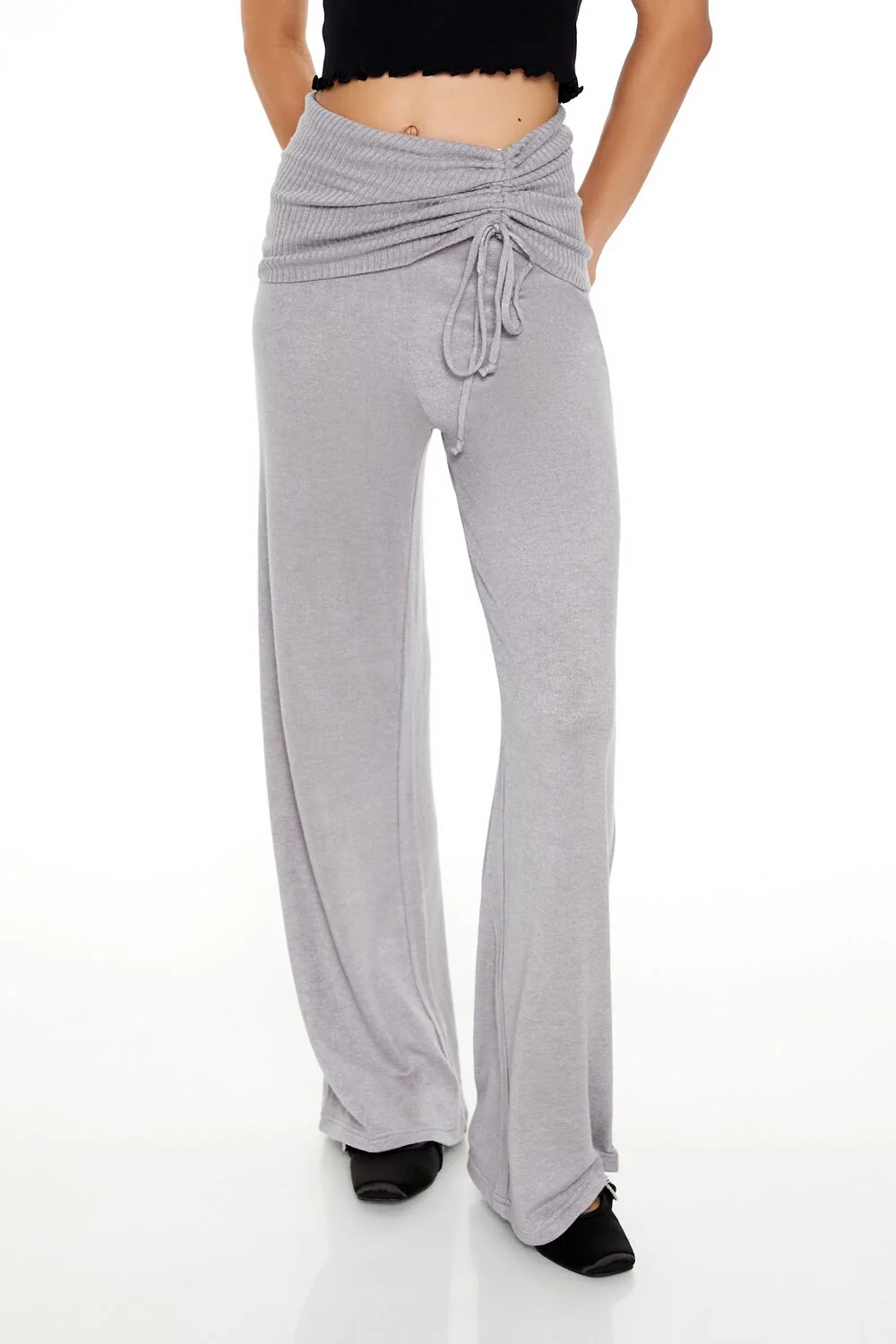 Ruched Drawstring Foldover Pants - Image 7