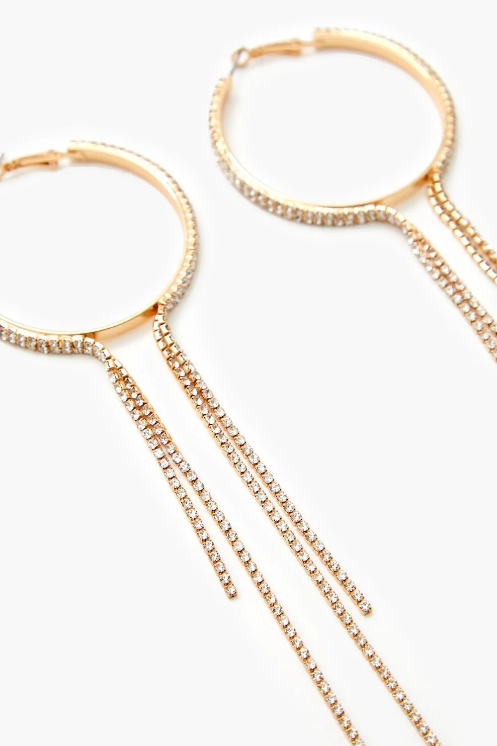 Rhinestone Chain Hoop Earrings - Image 2