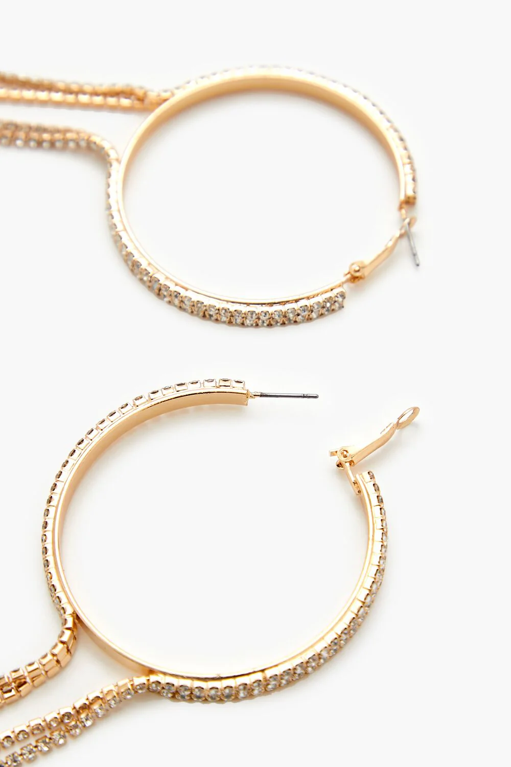 Rhinestone Chain Hoop Earrings - Image 3