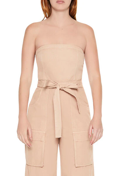 Strapless Tie-Front Cargo Jumpsuit - Image 2
