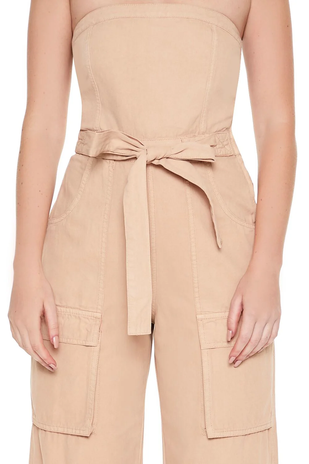 Strapless Tie-Front Cargo Jumpsuit - Image 5
