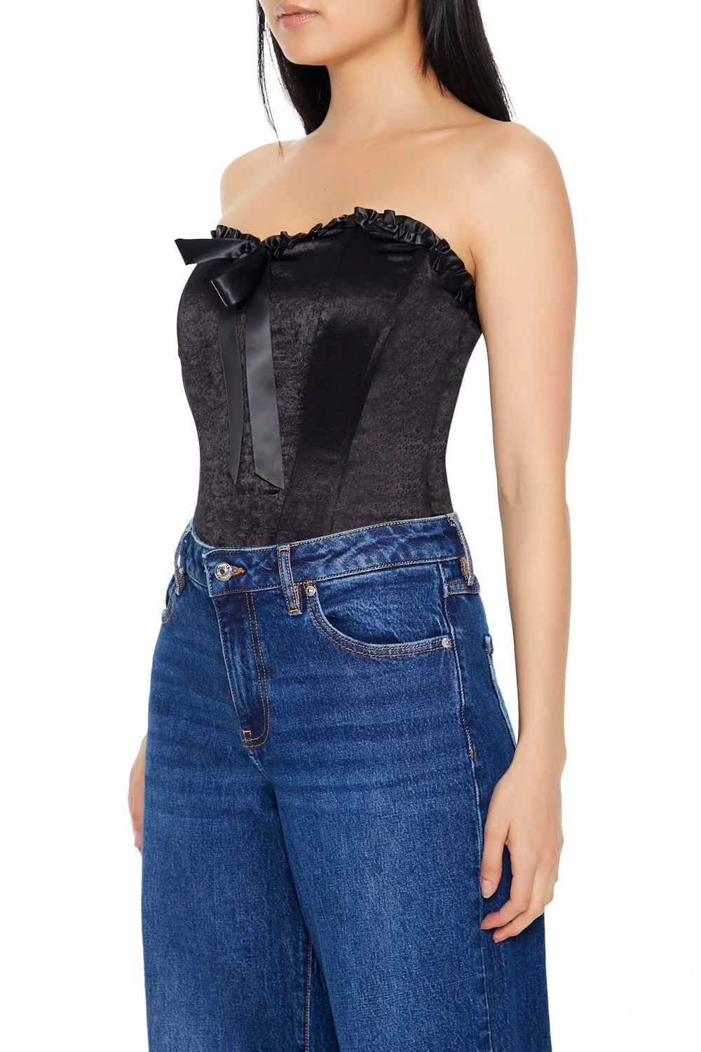 Satin Corset Bow Tube Top - Image 2