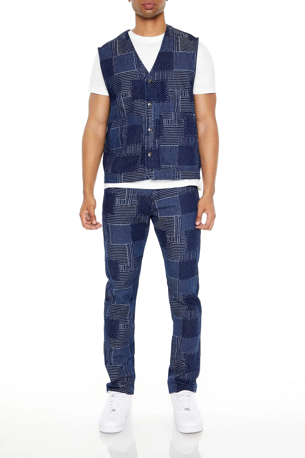 Patchwork Denim Vest - Image 2