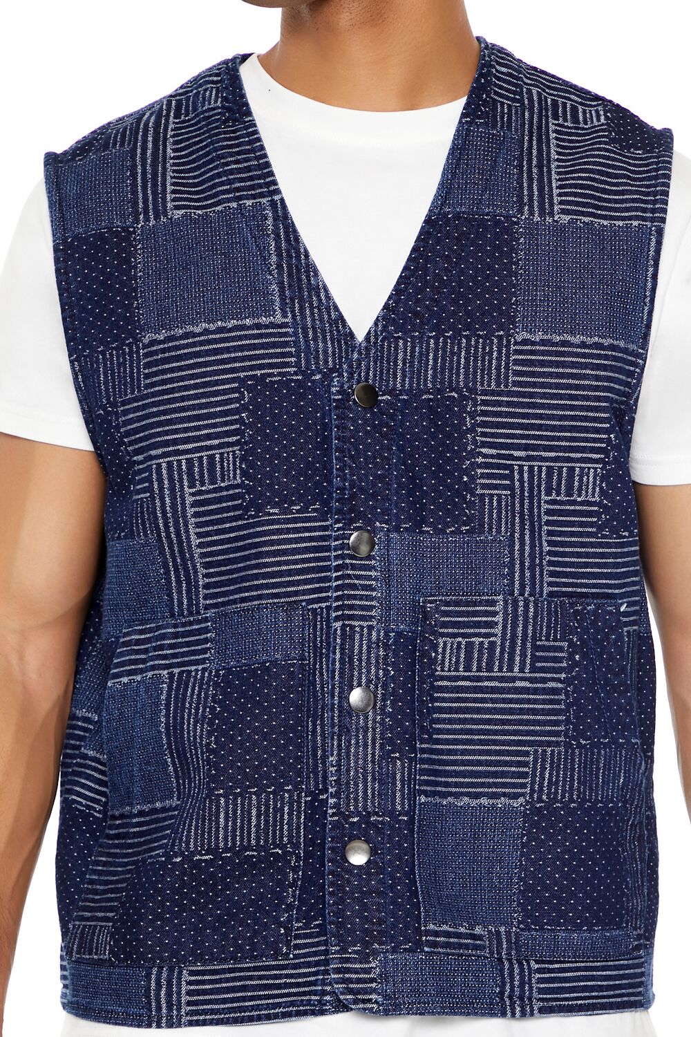 Patchwork Denim Vest - Image 3