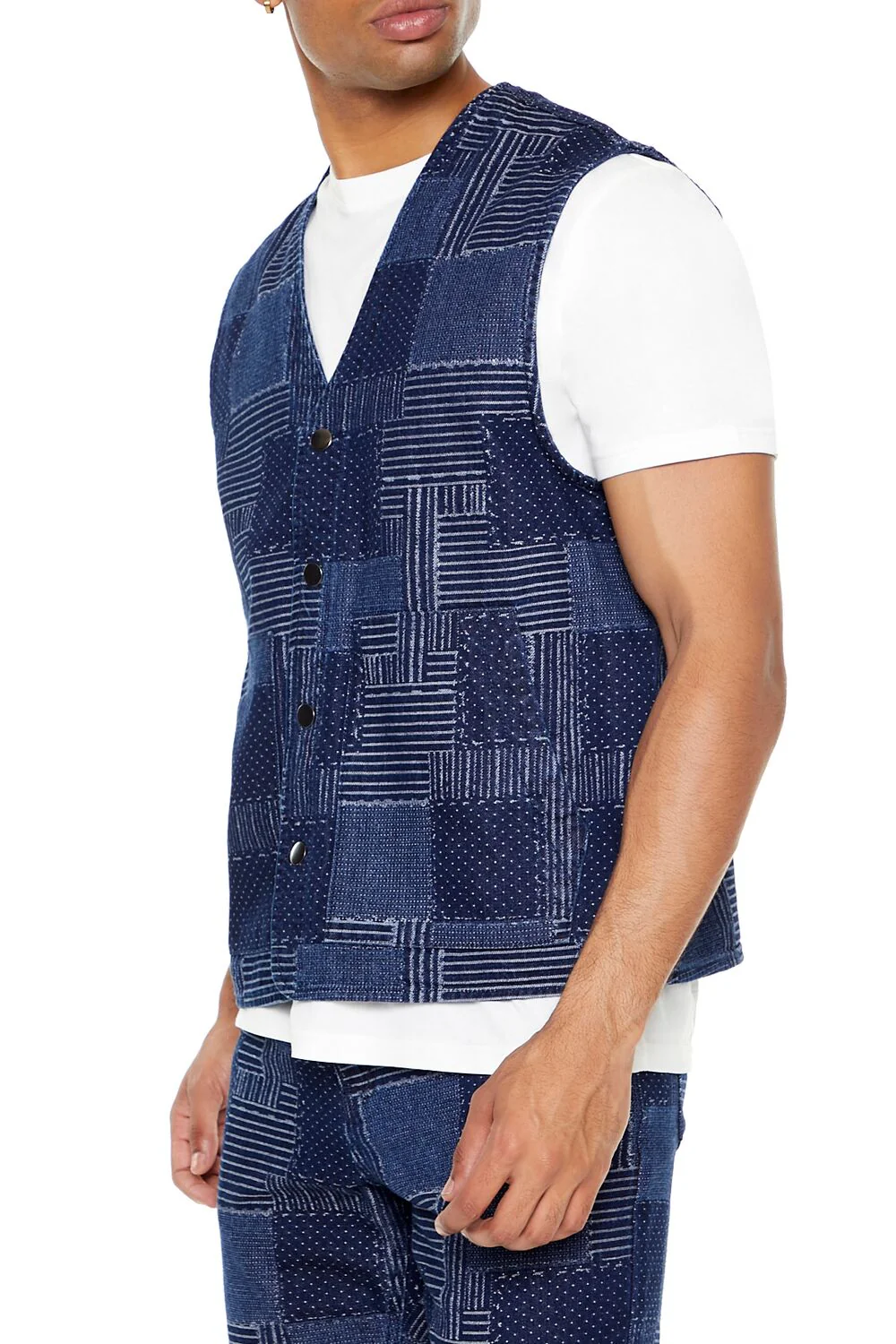 Patchwork Denim Vest - Image 4