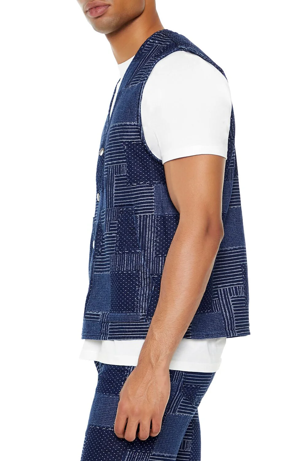 Patchwork Denim Vest - Image 5