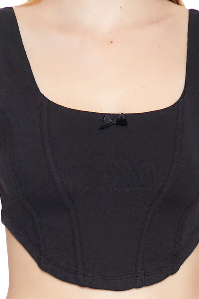 Corset Curved-Hem Crop Top - Image 3