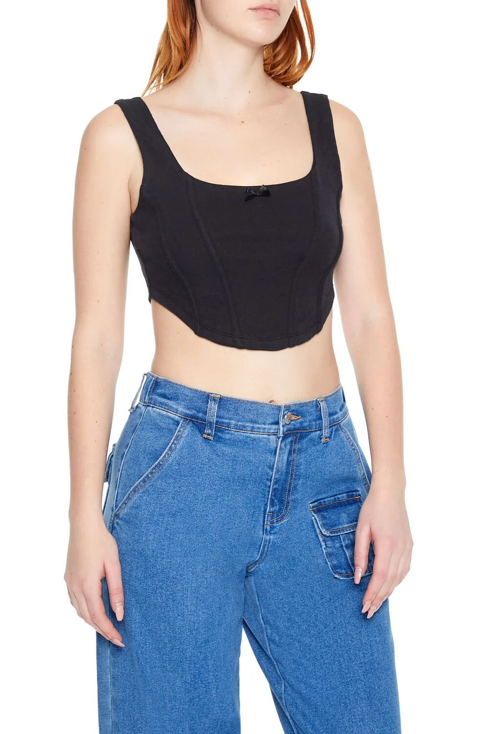 Corset Curved-Hem Crop Top - Image 4