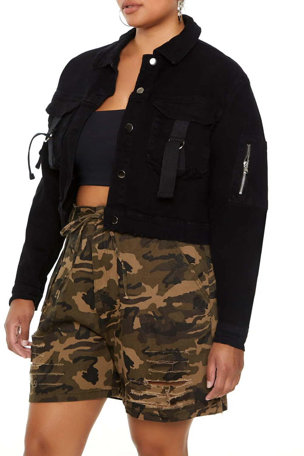Plus Size Cargo Trucker Jacket - Image 2