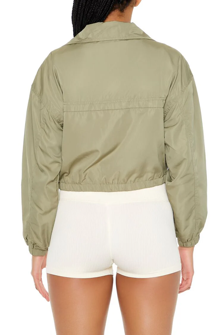 Cropped Cargo Bomber Jacket - Image 3