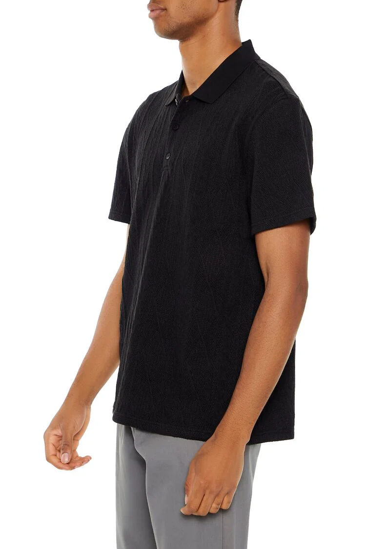 Textured Lace Polo Shirt - Image 3