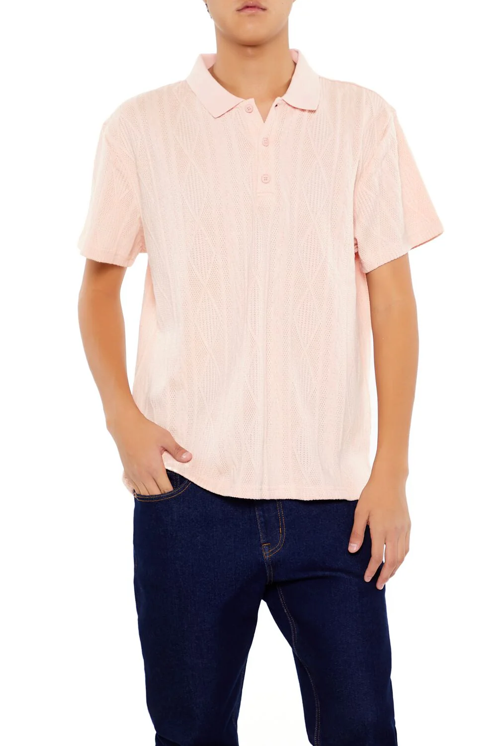 Textured Lace Polo Shirt - Image 6