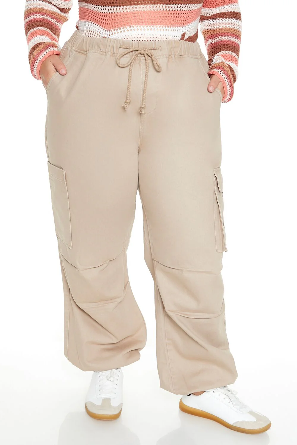 Plus Size Twill Cargo Joggers - Image 2