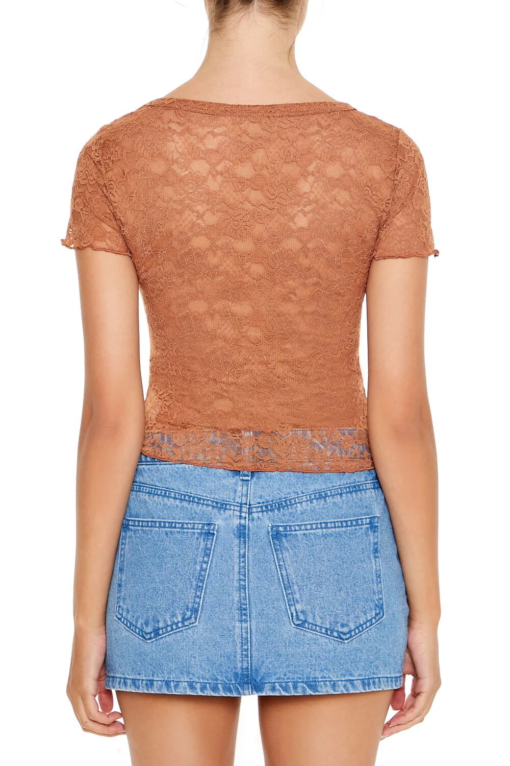 Sheer Lace Lettuce-Edge Tee - Image 6