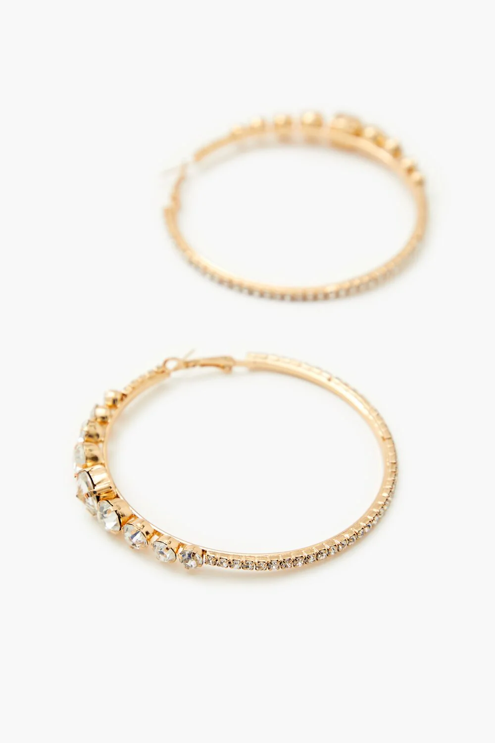 Rhinestone Omega Hoop Earrings - Image 2