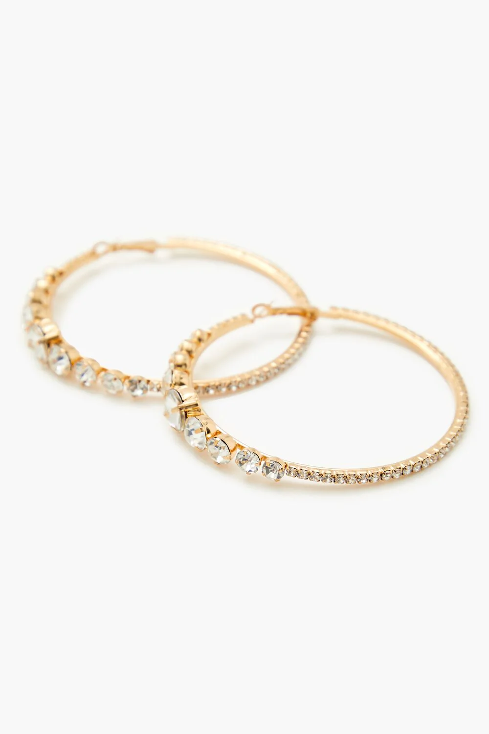Rhinestone Omega Hoop Earrings - Image 3