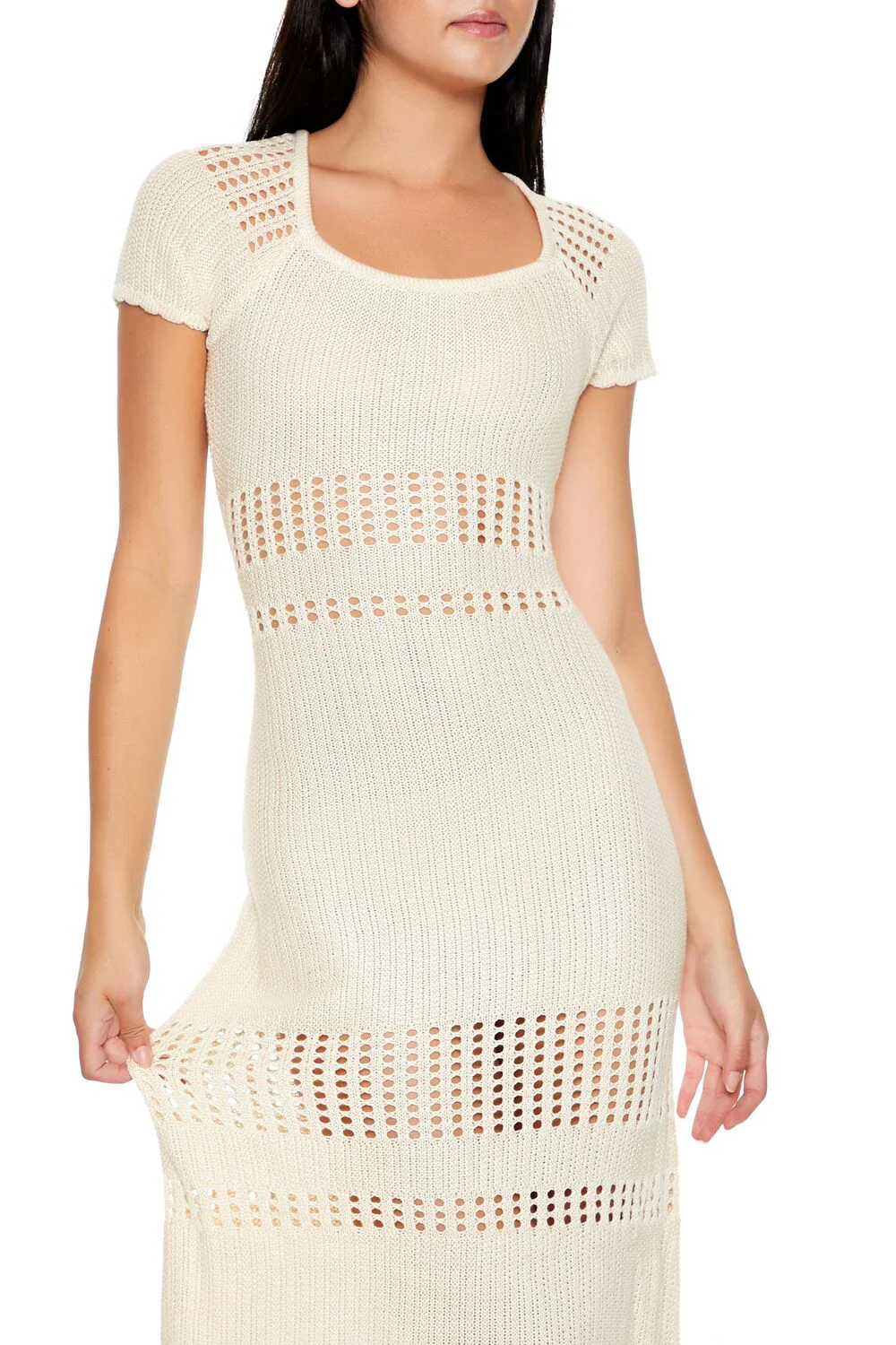 Open-Knit Crochet Midi Dress - Image 2