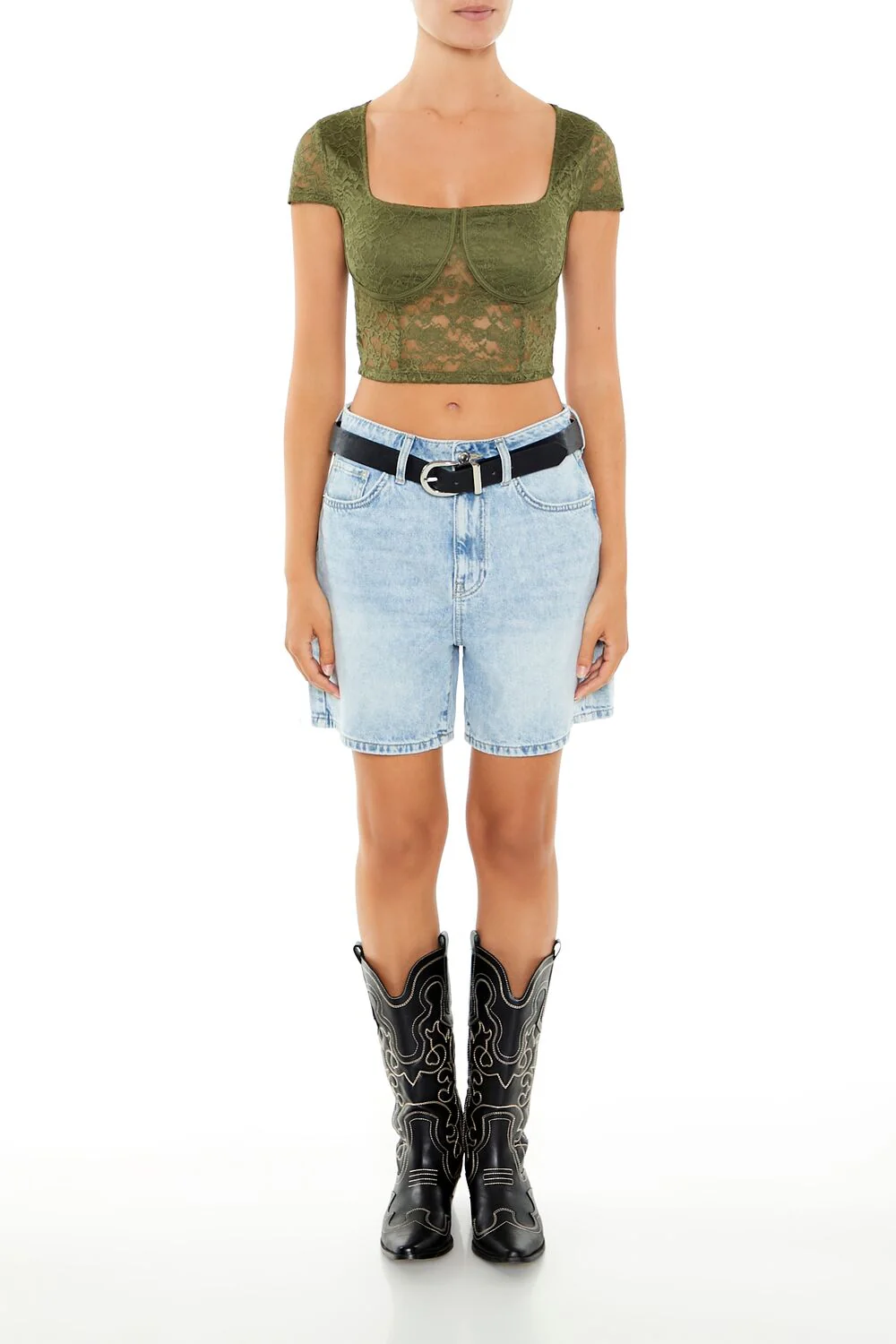 Lace Bustier Crop Top - Image 2