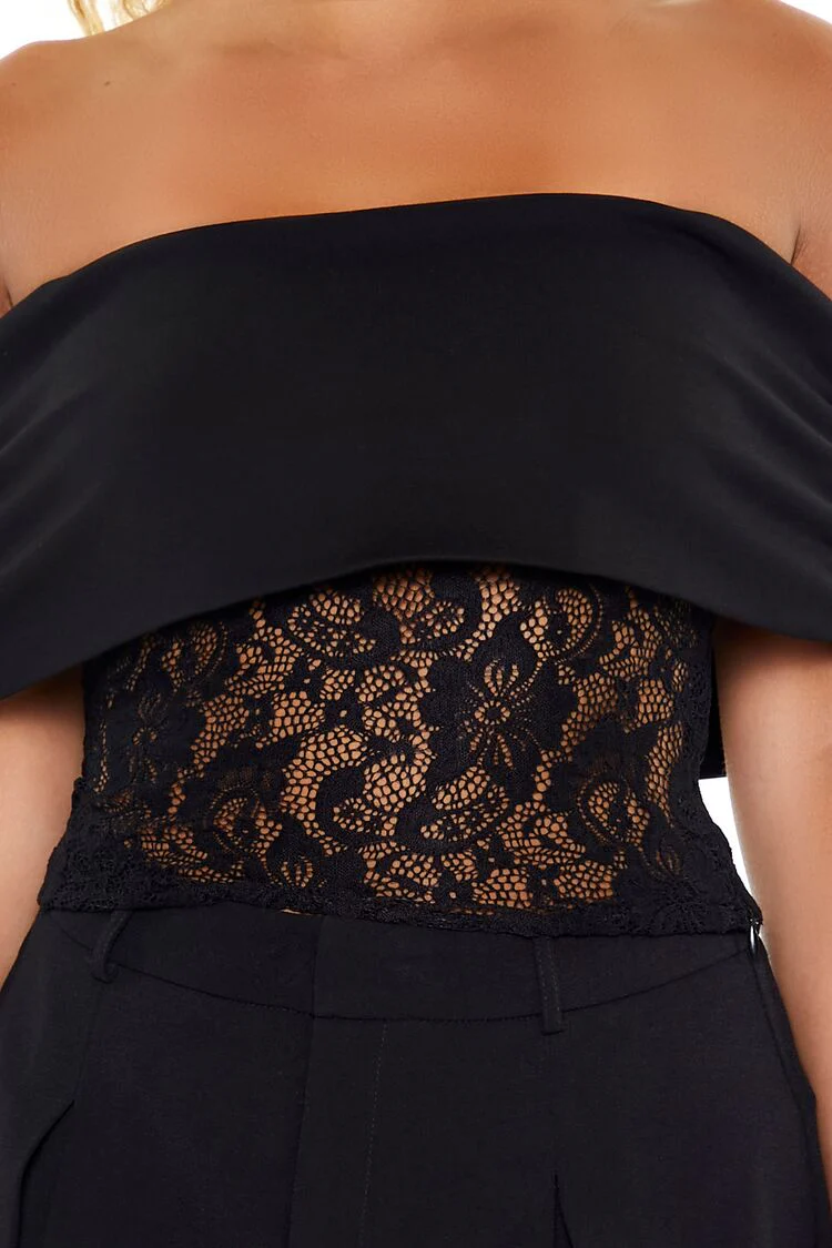 Lace Off-the-Shoulder Crop Top - Image 3