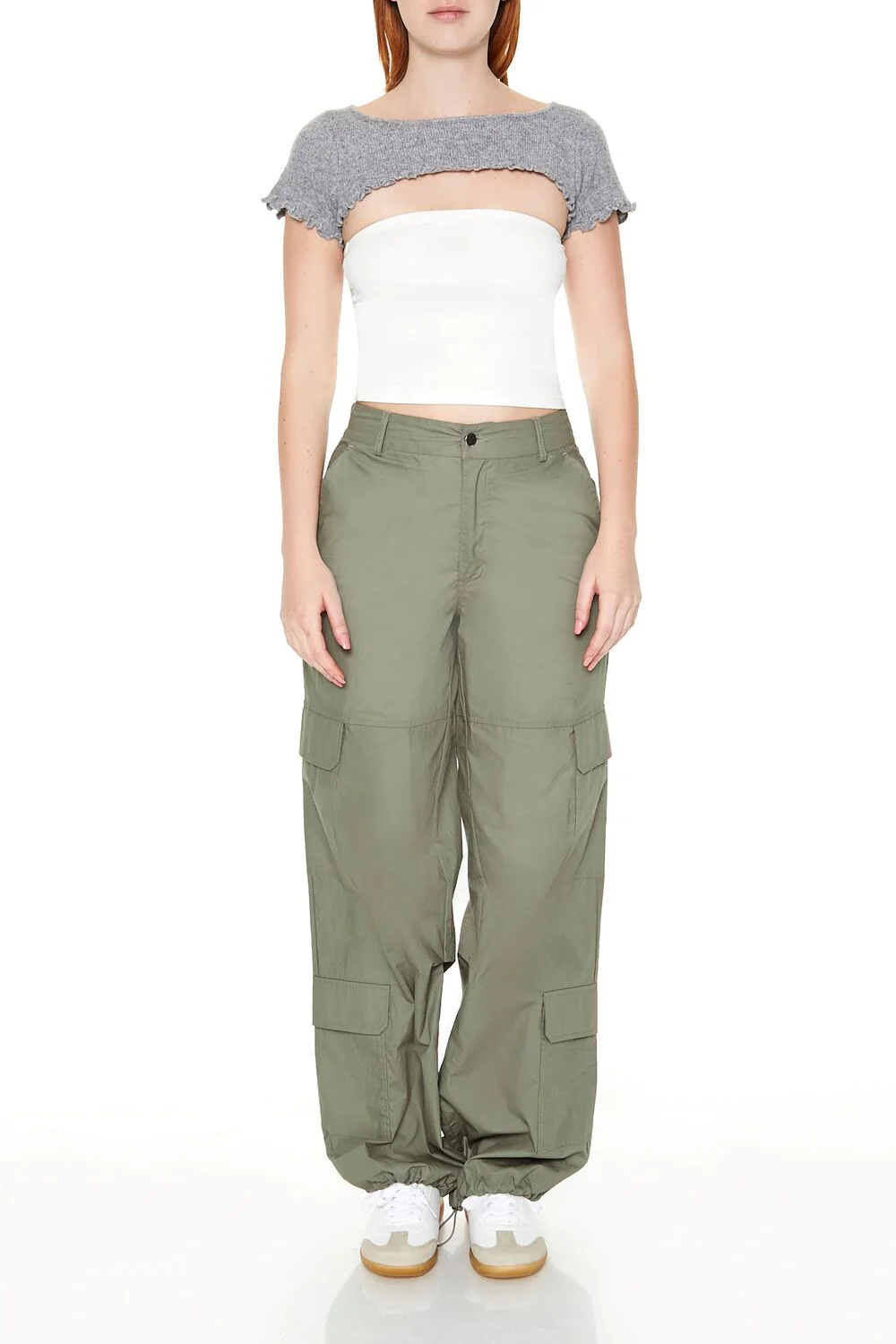 Sweater-Knit Lace-Up Crop Top - Image 2